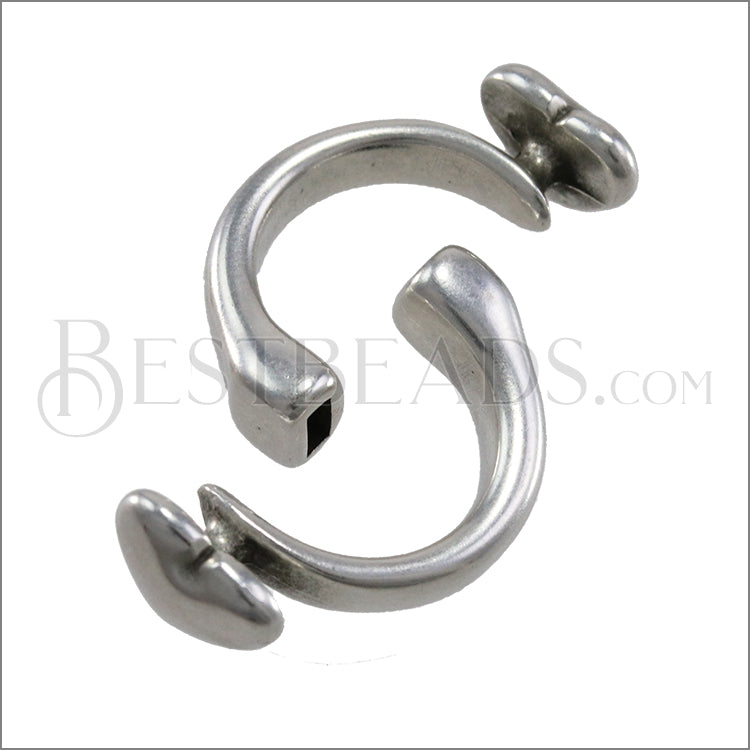 2mm round HEART half ring - 5 pcs