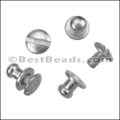 Flat leather Post SCREW set ANT SILVER - 10 sets