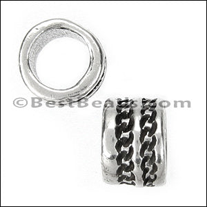 5mm round CHAIN STITCH bead ANT SILVER - 10 pcs