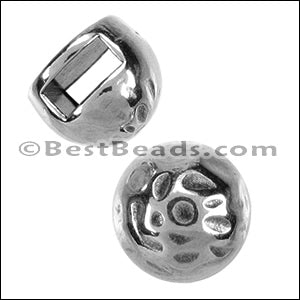 5mm flat HAMMERED STUD slider ANT SILVER - 10 pcs