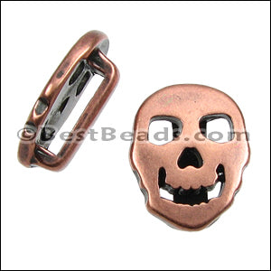 10mm flat FLAT SKULL slider ANT COPPER - 10 pcs
