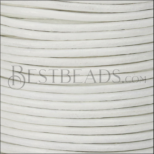 2mm round Indian leather - white - 25m SPOOL