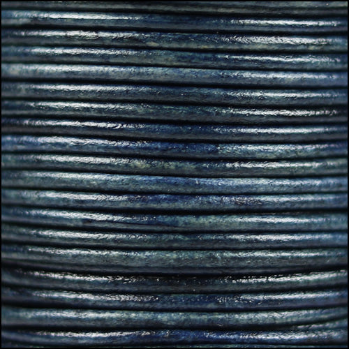 1.5mm round Indian leather - natural denim - 25m SPOOL