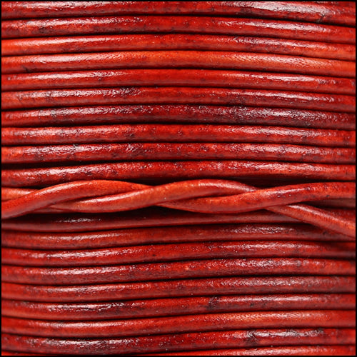 2mm round Indian leather - natural red - 25m SPOOL