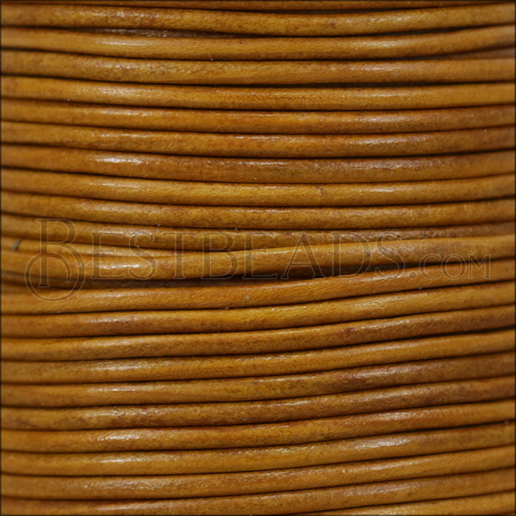 1.5mm round Indian leather - natural mustard - 25m SPOOL