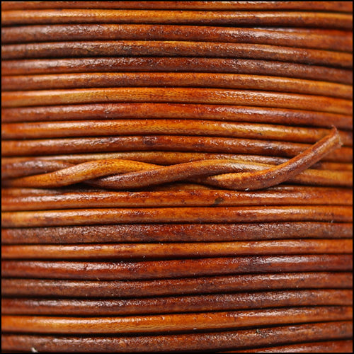1.5mm round Indian leather - natural lt brown - 25m SPOOL