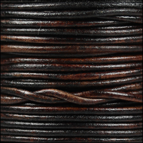 1mm round Indian leather - natural dark brown - 25m SPOOL