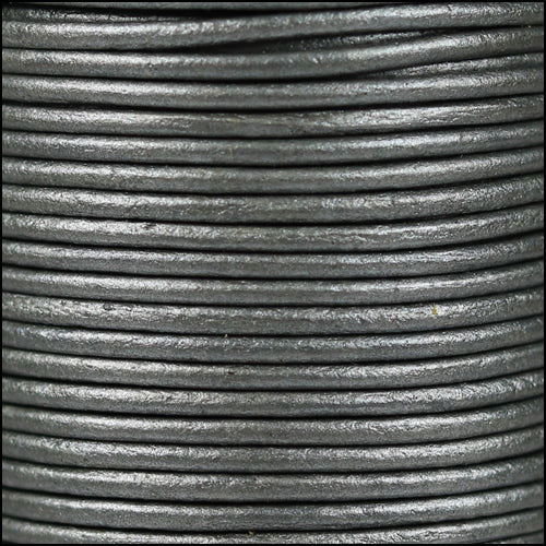 1.5mm round Indian leather - silver METALLIC - 25m SPOOL