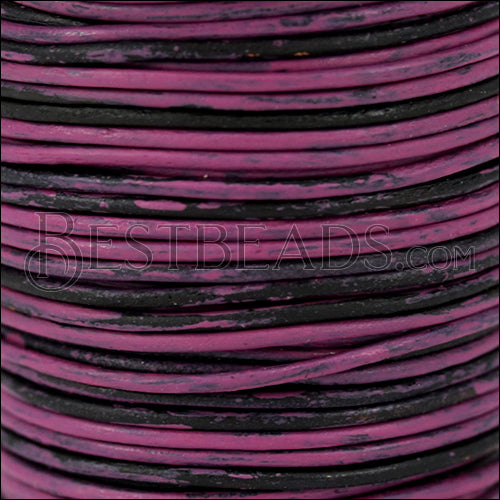 1mm round Indian leather - PINK & BLACK - 25m SPOOL