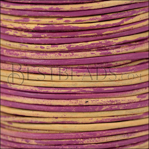 1mm round Indian leather - PINK & NATURAL - 25m SPOOL