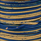 1mm round Indian leather - BLUE & NATURAL - 25m SPOOL