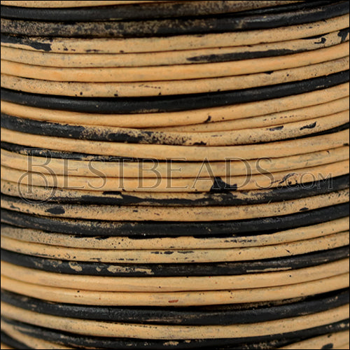 1mm round Indian leather - BLACK & NATURAL - 25m SPOOL