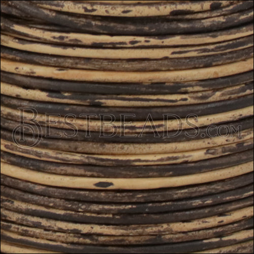 1mm round Indian leather - BROWN & NATURAL - 25m SPOOL