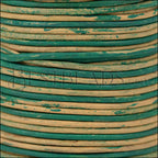 1mm round Indian leather - TURQUOISE & NATURAL - 25m SPOOL
