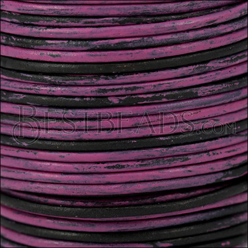 1.5mm round Indian leather - PINK & BLACK - 25m SPOOL