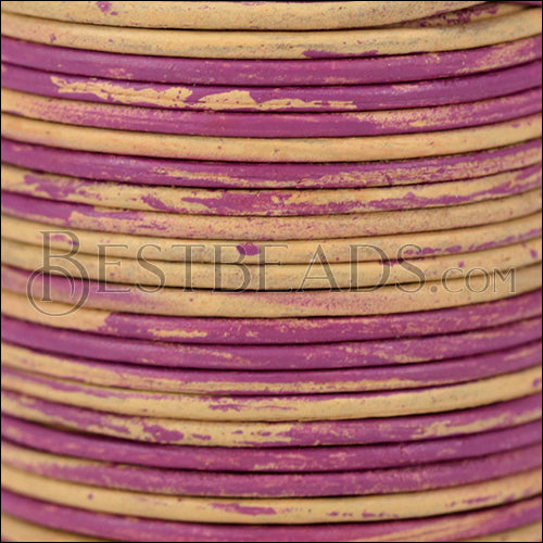1.5mm round Indian leather - PINK & NATURAL - 25m SPOOL