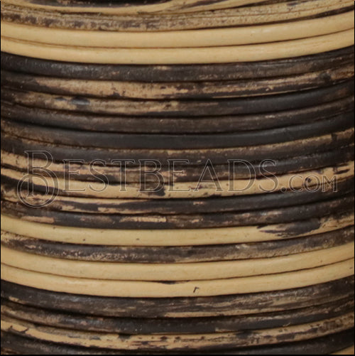 1.5mm round Indian leather - BROWN & NATURAL - 25m SPOOL