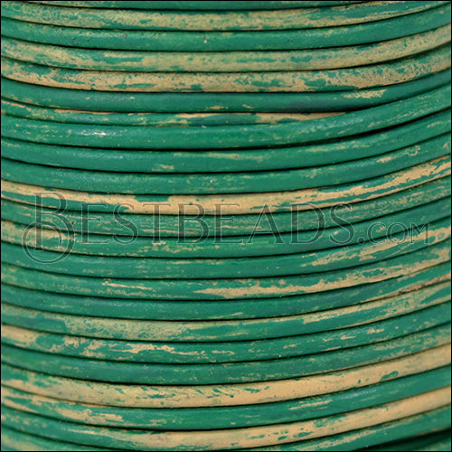 1.5mm round Indian leather - TURQUOISE & NATURAL - 25m SPOOL