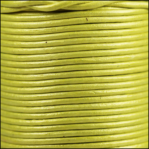 2mm round Indian leather - yellow metallic - 25m SPOOL