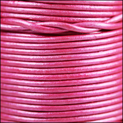 1.5mm round Indian leather - magenta metallic - 25m SPOOL