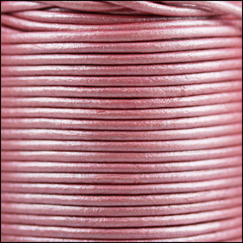 2mm round Indian leather - pink metallic - 25m SPOOL