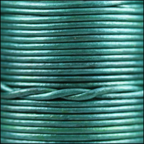 1.5mm round Indian leather - teal metallic - 25m SPOOL