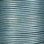 1mm round Indian leather - lt turquoise METALLIC - 25m SPOOL