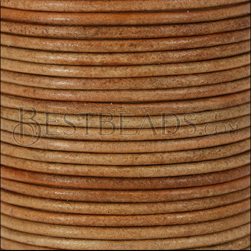 2mm round Indian leather - cream - 25m SPOOL