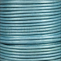 2mm round Indian leather - lt turquoise METALLIC - 25m SPOOL