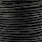 3mm round Indian leather - ANTIQUE black - 25m SPOOL