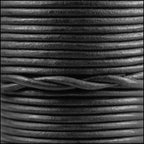 3mm round Indian leather - natural matte black - 25m SPOOL