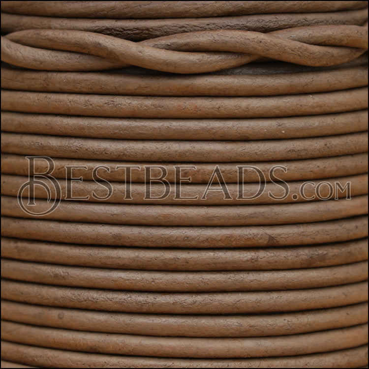 3mm round Indian leather - CEDAR BROWN - 25m SPOOL