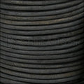 3mm round Indian leather - ANTIQUE LT BLACK - 25m SPOOL