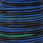 3mm round Indian leather - BLUE & GREEN - 25m SPOOL