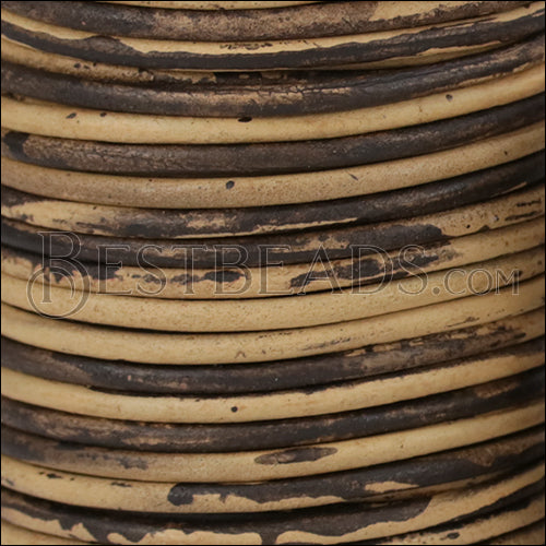 3mm round Indian leather - BROWN & NATURAL - 25m SPOOL