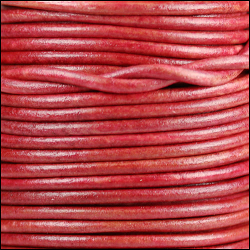 3mm round Indian leather - natural cerise - 25m SPOOL