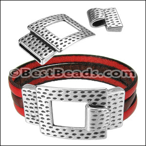 15mm flat LEOPARD PRINT clasp ANT SILVER - 10 clasps