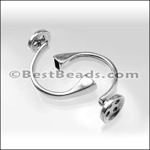 5mm round CUFF BUTTON clasp ANT SILVER - 5 clasps