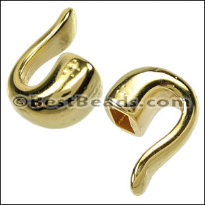 4mm round HAMMERED HOOK end SHINY GOLD - 10 pcs