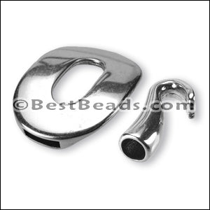 2mm round BUCKLE & HOOK clasp ANT SILVER 5 clasps
