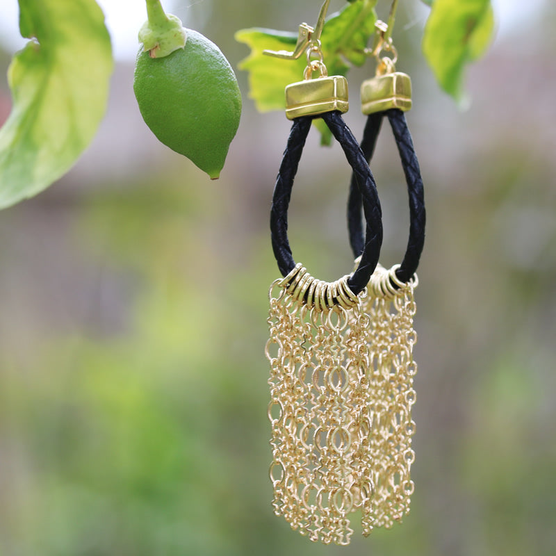 3mm round BRAIDED Euro leather BLACK - meter