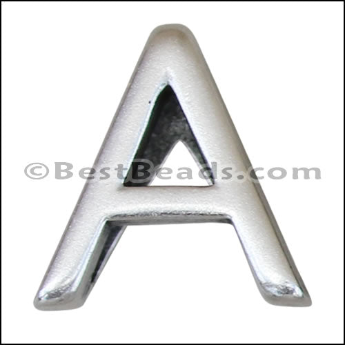 10mm flat LETTER A spacer ANT. SILVER - 10 pcs