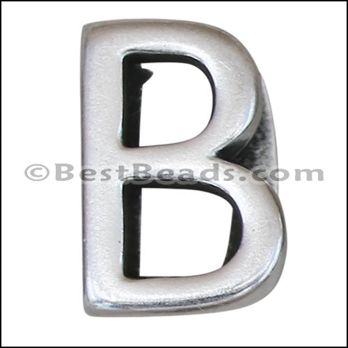 10mm flat LETTER B spacer ANT. SILVER - 10 pcs