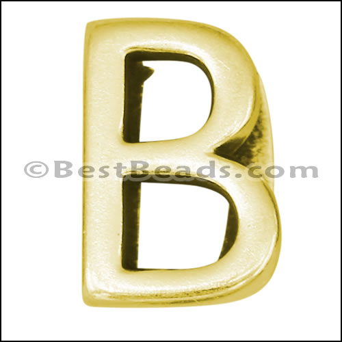 10mm flat LETTER B spacer GOLD - 10 pcs