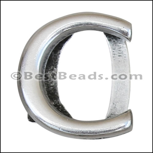 10mm flat LETTER C spacer ANT. SILVER - 10 pcs