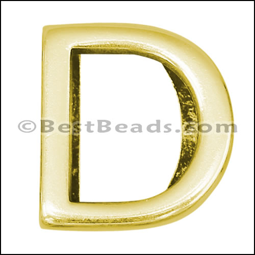 10mm flat LETTER D spacer GOLD - 10 pcs