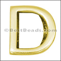 10mm flat LETTER D spacer GOLD - 10 pcs