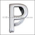 10mm flat LETTER P spacer ANT. SILVER - 10 pcs