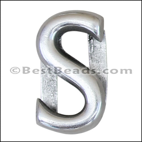 10mm flat LETTER S spacer ANT. SILVER - 10 pcs