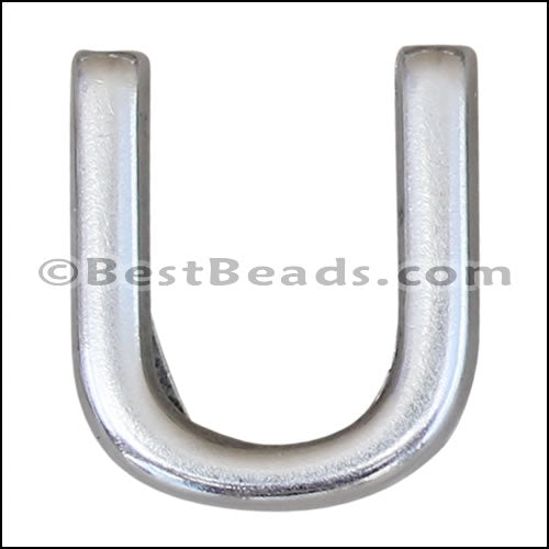 10mm flat LETTER U spacer ANT. SILVER - 10 pcs